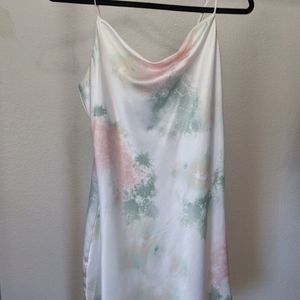Floral crowel neck and satin slip dress